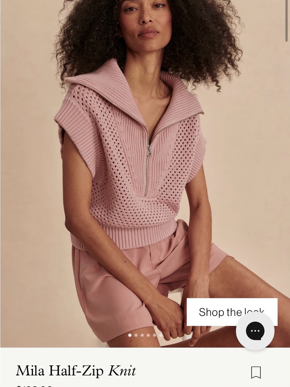 Varley Mila Half-Zip Knit Sweater in Dusty Pink